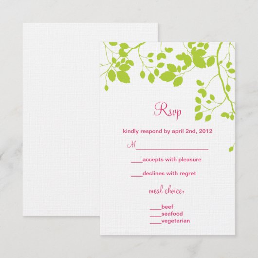 Green Leaves - rsvp kaarten (Voorkant / Achterkant)