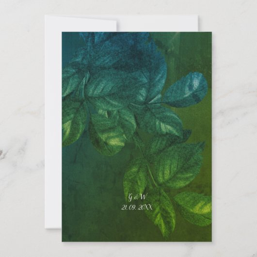 Green Leaves Rustic Vintage Wedding Uitnodiging (Achterkant)