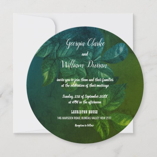 Green Leaves Rustic Vintage Wedding Uitnodiging (Voorkant)