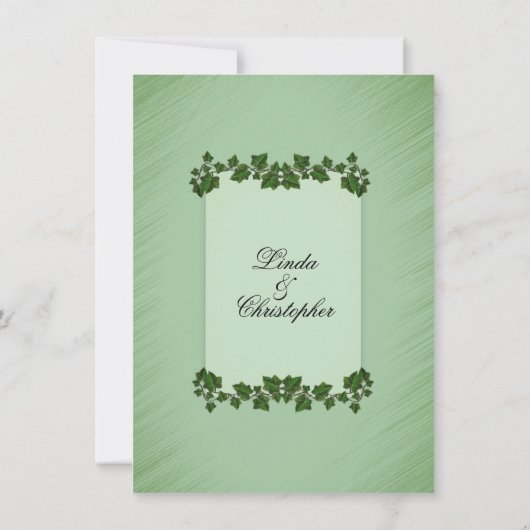 Green Leaves Shimmer Wedding Invitation Kaart (Achterkant)