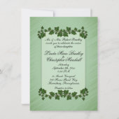 Green Leaves Shimmer Wedding Invitation Kaart (Voorkant)