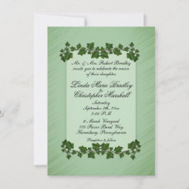 Green Leaves Shimmer Wedding Invitation Kaart