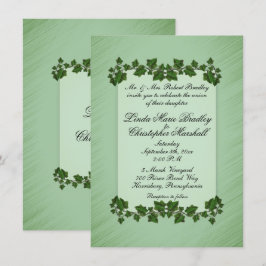 Green Leaves Shimmer Wedding Invitation Kaart