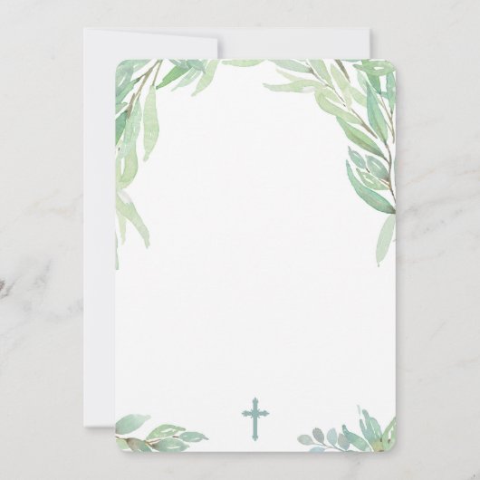 Green Leaves Spain Bautizo, Greenery Boy Baptism Kaart (Achterkant)