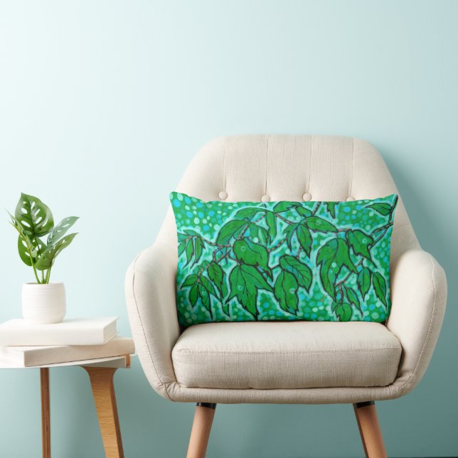 Green Leaves Summer Natuur Floral Art Sketch Kussen (Stoel)