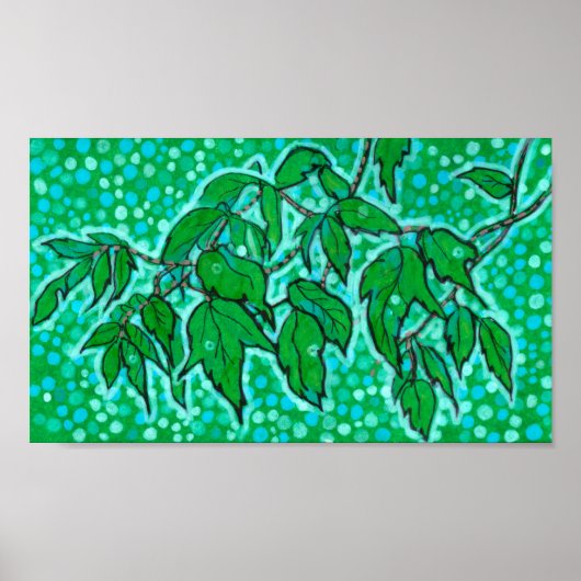 Green Leaves Summer Natuur Floral Art Sketch Poster (Voorkant)