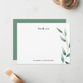 Green Leaves Thank You Couple Personalized Notitiekaartje (Voorkant / Achterkant in situ)