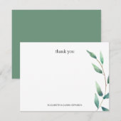 Green Leaves Thank You Couple Personalized Notitiekaartje (Voorkant / Achterkant)