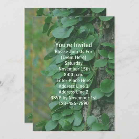 Green Leaves Vine op Tree Natuur Party Kaart (Voorkant / Achterkant)