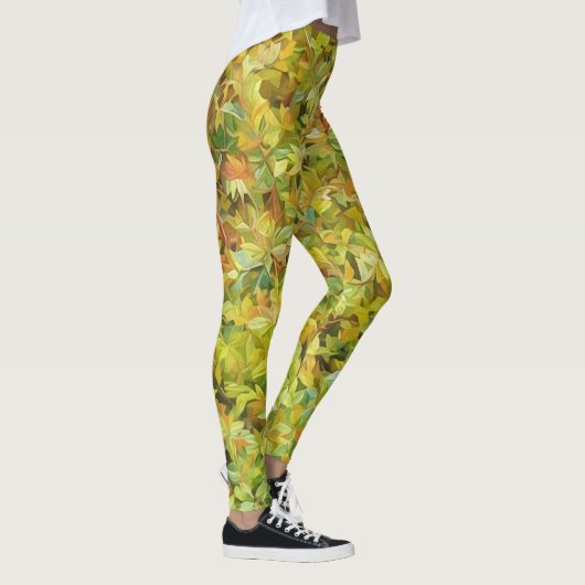 Green Leaves Waterverf Art Leggings (Rechts)