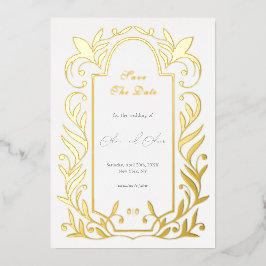 Green Leaves Wedding Bewaar de datum Folie Uitnodiging