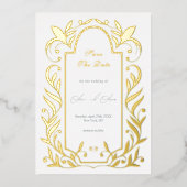 Green Leaves Wedding Bewaar de datum Folie Uitnodiging (Voorkant)