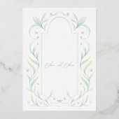 Green Leaves Wedding Bewaar de datum Folie Uitnodiging (Achterkant)