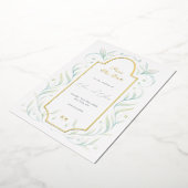 Green Leaves Wedding Bewaar de datum Folie Uitnodiging (Gedraaid)