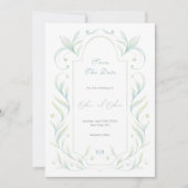Green Leaves Wedding Bewaar de datum Kaart (Voorkant)