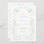 Green Leaves Wedding Bewaar de datum Kaart (Voorkant / Achterkant)