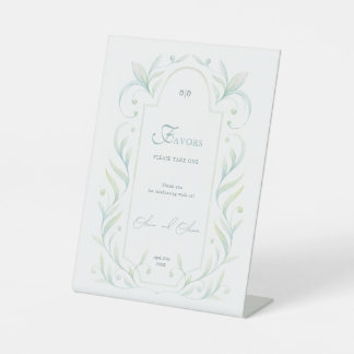 Green Leaves Wedding Favors Reclamebord Met Voetstuk