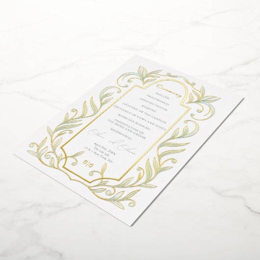 Green Leaves Wedding Folie Programma (Gedraaid)