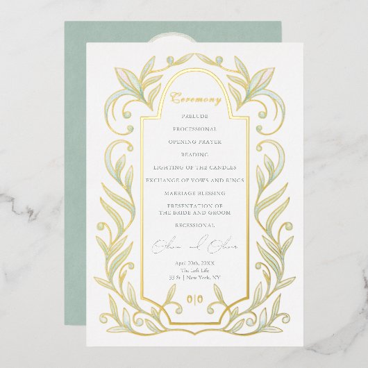 Green Leaves Wedding Folie Programma (Voorkant / Achterkant)