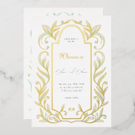 Green Leaves Wedding Folie Uitnodiging