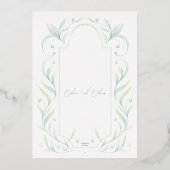 Green Leaves Wedding Folie Uitnodiging (Achterkant)