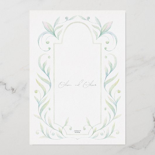 Green Leaves Wedding Folie Uitnodiging (Achterkant)