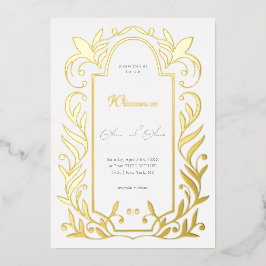 Green Leaves Wedding Folie Uitnodiging