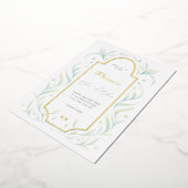 Green Leaves Wedding Folie Uitnodiging (Gedraaid)