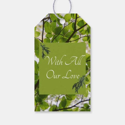 Green Leaves Wedding Gift Label Cadeaulabel (Achterkant)