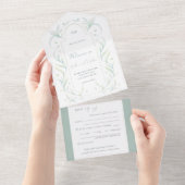 Green Leaves Wedding in één uitnodiging (Afscheurbaar)