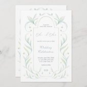 Green Leaves Wedding Kaart (Voorkant / Achterkant)