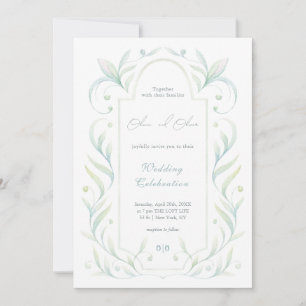 Green Leaves Wedding Kaart