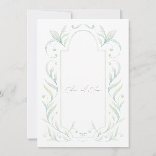 Green Leaves Wedding Kaart (Achterkant)