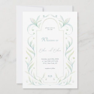 Green Leaves Wedding Kaart