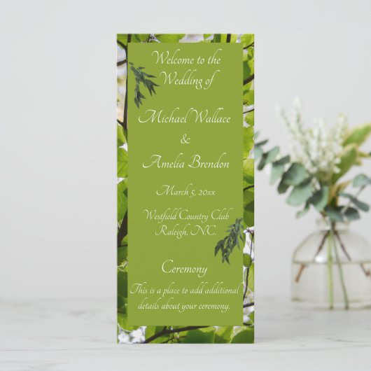 Green Leaves Wedding Programme (Staand voorkant)