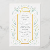 Green Leaves Wedding Programme Folie Uitnodiging (Voorkant)