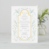 Green Leaves Wedding Programme Folie Uitnodiging (Staand Voorkant)