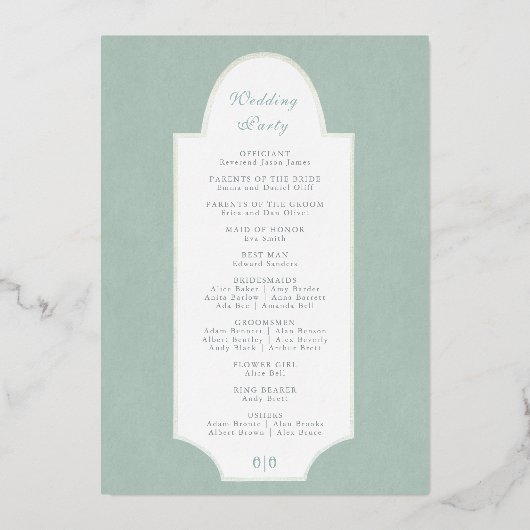 Green Leaves Wedding Programme Folie Uitnodiging (Achterkant)