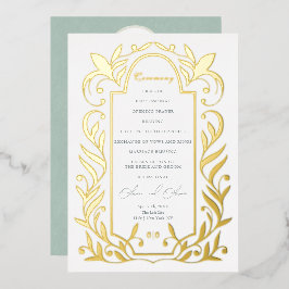 Green Leaves Wedding Programme Folie Uitnodiging