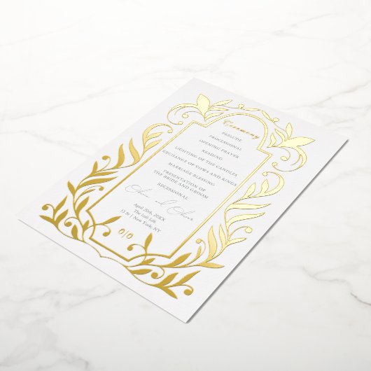 Green Leaves Wedding Programme Folie Uitnodiging (Gedraaid)