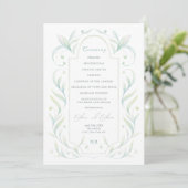 Green Leaves Wedding Programme Kaart (Staand voorkant)