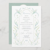 Green Leaves Wedding Programme Kaart (Voorkant / Achterkant)