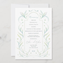 Green Leaves Wedding Programme Kaart