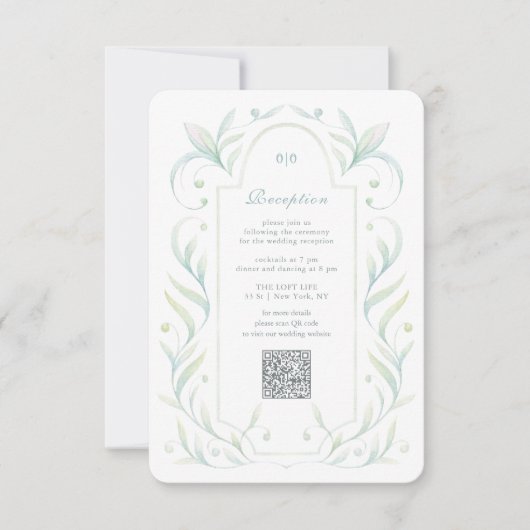 Green Leaves Wedding Receptie Enclosure Kaart (Voorkant)