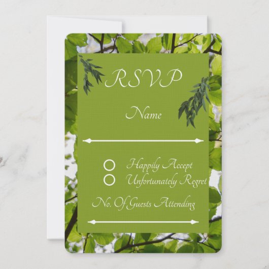 Green Leaves Wedding RSVP Response Kaart (Voorkant)