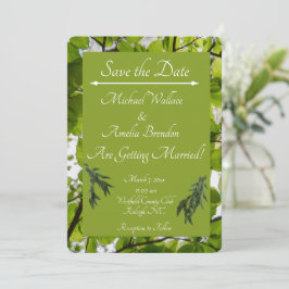 Green Leaves Wedding Save the Date Kaart