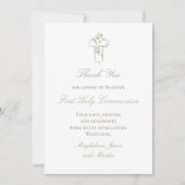 green leaves white cross thank you card kaart (Voorkant)