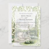 Green Leaves White Floral Love Bunny Wedding Kaart (Voorkant)