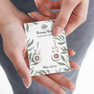 Green Leaves White Jewelry-oorbel Visitekaartje