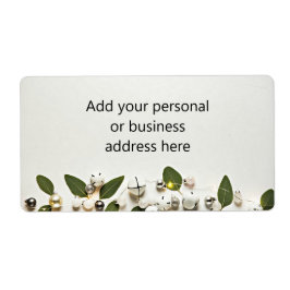 Green Leaves White Jingle Bells Shipping Label